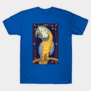 Cute African Blue & Gold Macaw with tapestry background T-Shirt